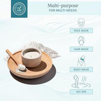 Bare Essentials Living - Weißes Kaolin-Tonpulver (2 Pfund) 100% natürliches weißes Tonpulver für Samenbomben, weiße Tonmaske, DIY-Spa, Seife, Badebombe, Deodorant, kann als Kaolin-Ton für die Gartenarbeit verwendet werden