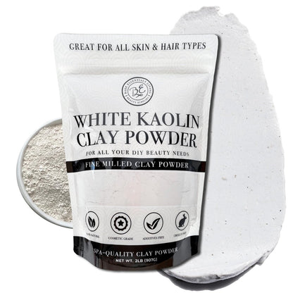 Bare Essentials Living - Weißes Kaolin-Tonpulver (2 Pfund) 100% natürliches weißes Tonpulver für Samenbomben, weiße Tonmaske, DIY-Spa, Seife, Badebombe, Deodorant, kann als Kaolin-Ton für die Gartenarbeit verwendet werden