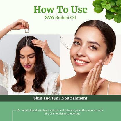 SVA Brahmi Öl - 118 ml – 100% natürliches kaltgepresstes Brahmi-Öl für Gesicht, Hautpflege, Haarpflege, Kopfhautmassage & Körpermassage – Trägeröl mit Pipette