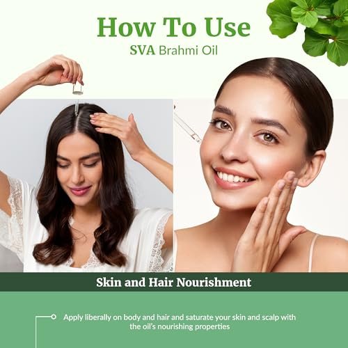 SVA Brahmi Öl - 118 ml – 100% natürliches kaltgepresstes Brahmi-Öl für Gesicht, Hautpflege, Haarpflege, Kopfhautmassage & Körpermassage – Trägeröl mit Pipette