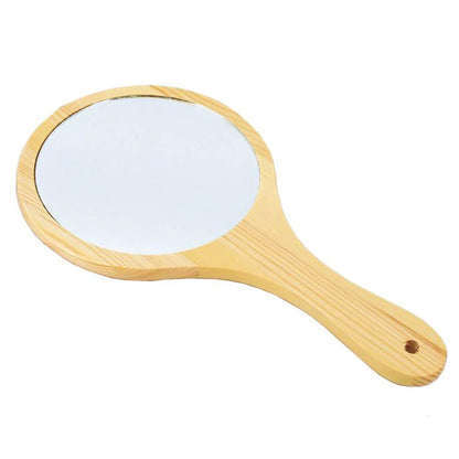 Mollensiuer Holz-Handspiegel Runder Handspiegel Handgefertigt Reise Make-up Spiegel mit Aufhängeloch