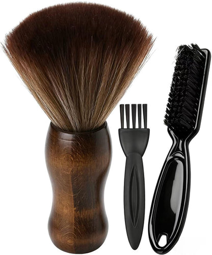 Borogo 3er Set Barber Nackenbürste – Professionelle Haarschneidebürste für Herren, Holzbürste zum Reinigen nach dem Haarschnitt
