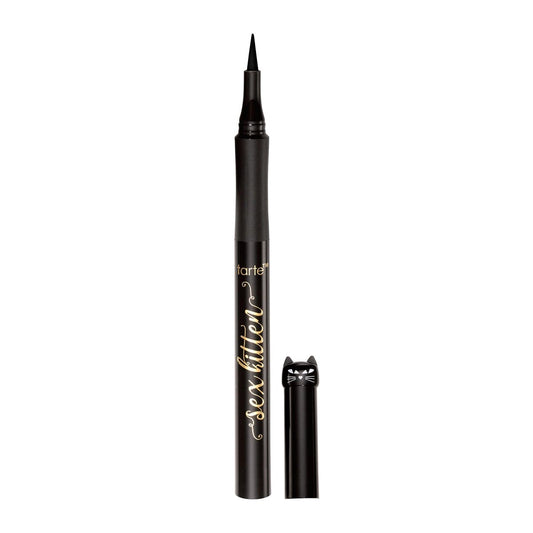 tarte sex kitten Liquid Eyeliner Pen – Flüssiger Eyeliner mit Rizinusöl für kräftige, gepflegte Wimpern, wasserfest, den ganzen Tag haltbar, einfach aufzutragen, vegan & tierversuchsfrei, Full Size, Schwarz