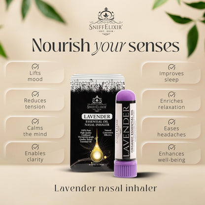 Lavendel Ätherisches Öl Aromatherapie Nasal Stick Vapor Inhaler für Schlafhilfe, Meditation, Entspannung - Hergestellt in den USA mit Bio-Ätherischen Ölen, Natürliche Stimmungsunterstützung