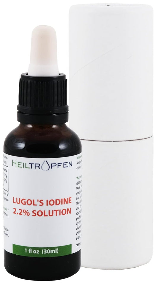 2,2% Lugol'sche Jodlösung 1 Fl Oz - 30 ml | Pharmazeutische Qualität | Laborgeprüft | Heiltropfen®