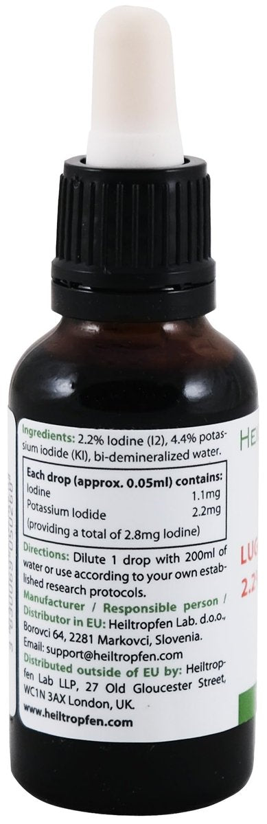 2,2% Lugol'sche Jodlösung 1 Fl Oz - 30 ml | Pharmazeutische Qualität | Laborgeprüft | Heiltropfen®