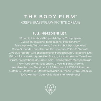 BODY FIRM Crepe Erase Flaw-Fix Augencreme - Anti-Aging Faltencreme gegen Schwellungen, Augenringe, Fältchen und müde Augen, 15 ml