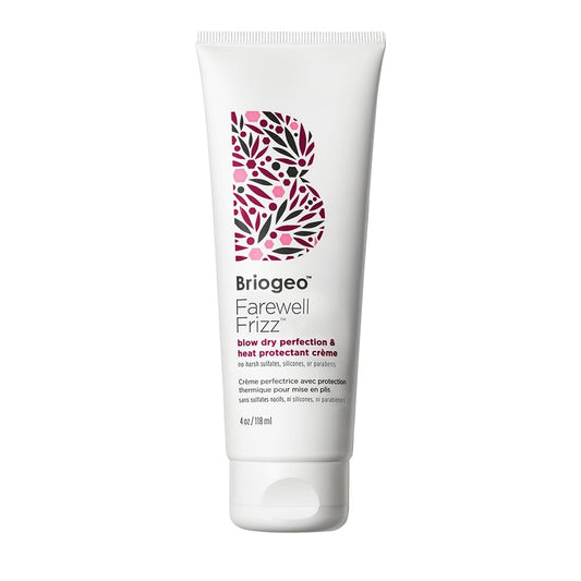 Briogeo Farewell Frizz Blow Dry Perfection & Heat Protectant Crème – Silikonfreie Styling-Creme für Frizz-Kontrolle, Glätte und Glanz – Hitzeschutz bis 450 °F – Vegan & tierversuchsfrei – 118 ml