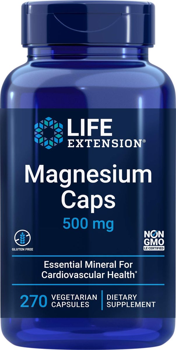 Life Extension Magnesium Kapseln 500 mg, 270 vegane Kapseln - Breitband-Magnesium mit 3 Formen: Oxid, Citrat, Succinat - Vegetarisch