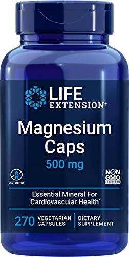 Life Extension Magnesium Kapseln 500 mg, 270 vegane Kapseln - Breitband-Magnesium mit 3 Formen: Oxid, Citrat, Succinat - Vegetarisch