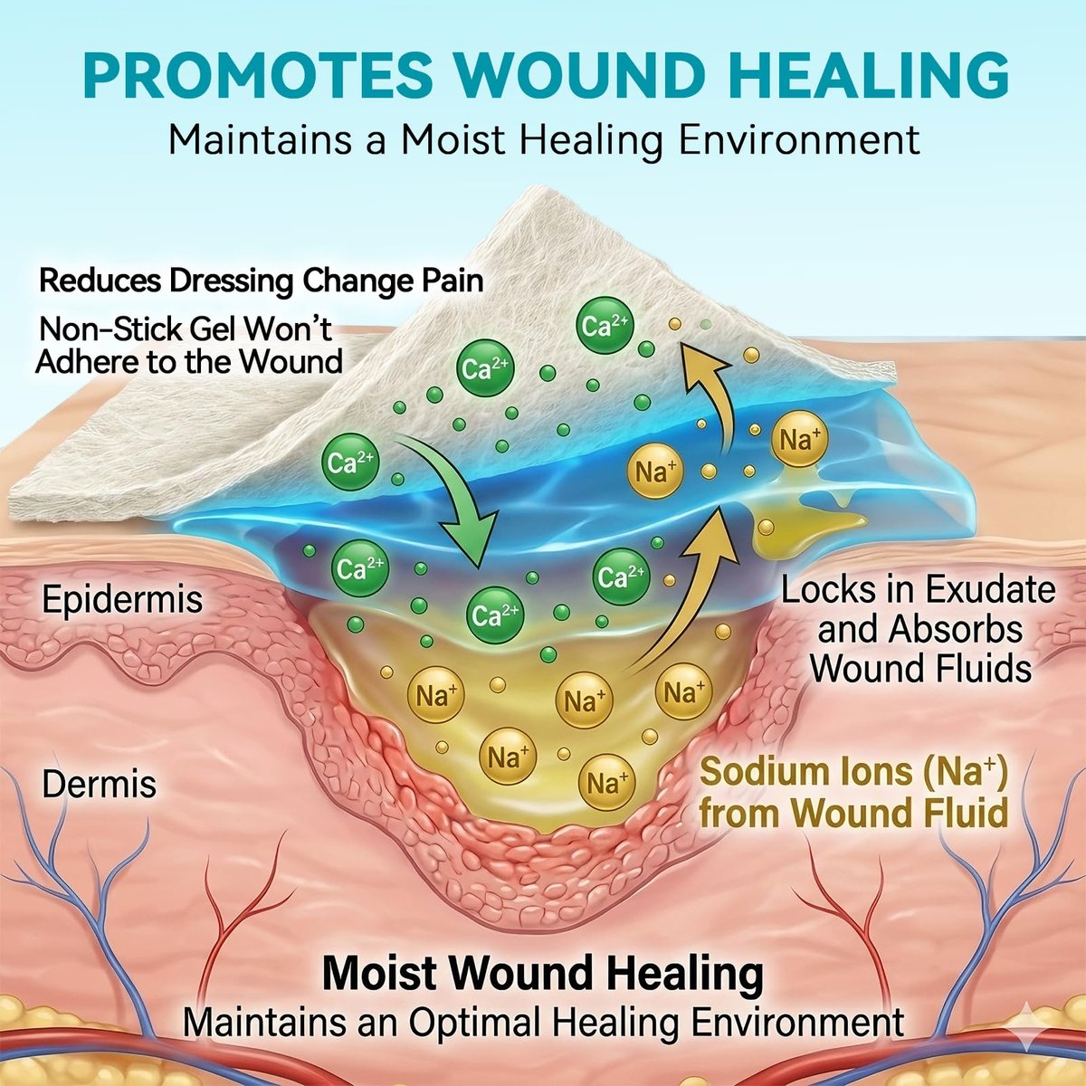 Dimora Calcium-Alginat-Wundverband, 10 x 10 cm, 10 einzeln sterile Pads, weich und hochsaugfähig, nicht haftend