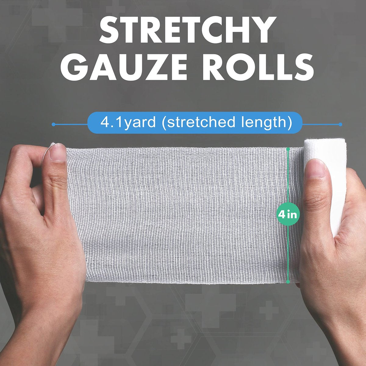 LotFancy Mullbinden 24 Stück, 10 cm x 3,7 m, Rollengaze für Wunden, elastische Fixierbinde, Erste-Hilfe-Verbandsmaterial