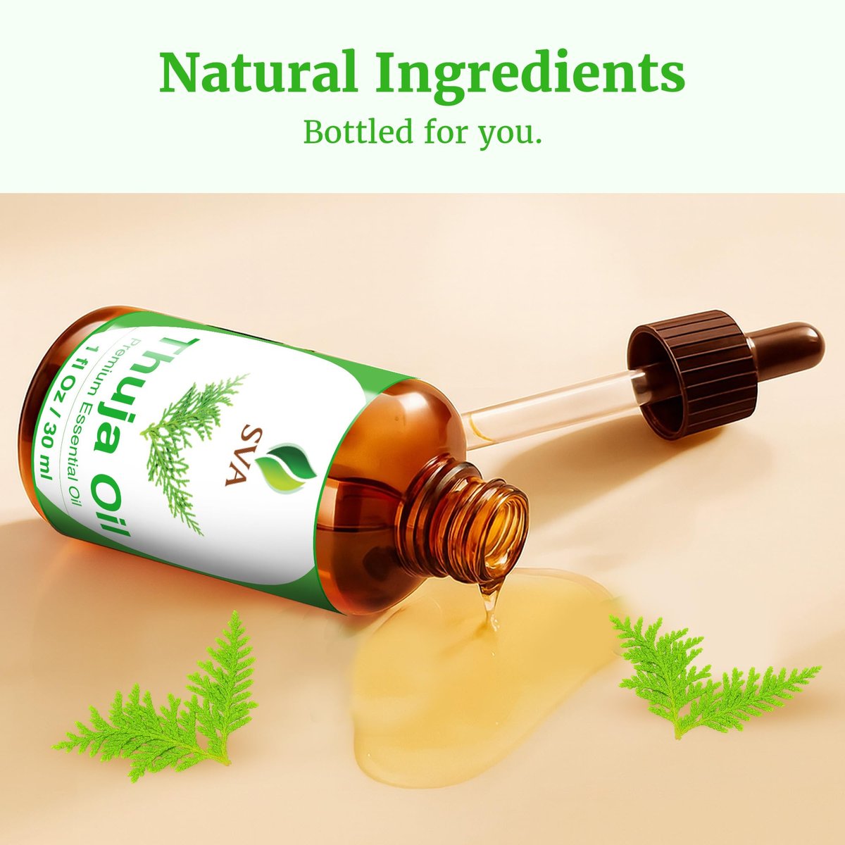 SVA Thuja Öl – 30 ml – 100% reines Thujaöl für Diffuser, Haarpflege, Gesicht, Hautpflege, Aromatherapie, Kopfhaut- und Körpermassage, Seifen- und Kerzenherstellung – mit Pipette