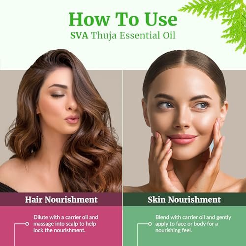 SVA Thuja Öl – 30 ml – 100% reines Thujaöl für Diffuser, Haarpflege, Gesicht, Hautpflege, Aromatherapie, Kopfhaut- und Körpermassage, Seifen- und Kerzenherstellung – mit Pipette
