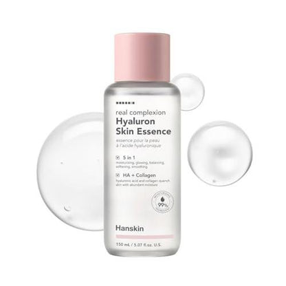 Hanskin Hyaluron Skin Essence Toner – Koreanischer Feuchtigkeitstoner für Glas-Haut | Hyaluronsäure & Kollagen | Leichter, feuchtigkeitsspendender Astringent für trockene, empfindliche & fahle Haut | K-Beauty (150 ml)