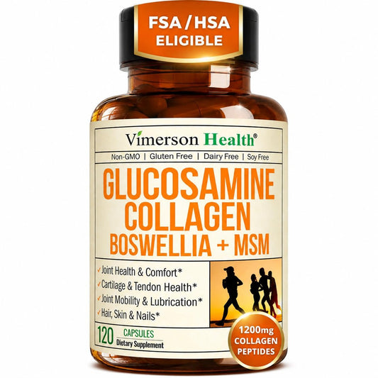 Glucosamin Chondroitin mit 1200mg hydrolysierten Kollagenpeptiden, Boswellia-Extrakt, Quercetin, Bromelain, MSM – Haar-, Haut-, Nagel- und Gelenkergänzung für Frauen und Männer – FSA-berechtigt 120 Kapseln