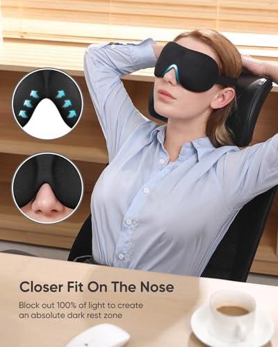LKY DIGITAL Schlafmaske für Seitenschläfer 3er-Pack, Lichtdichte 3D Augenmaske zum Schlafen, Nacht-Erwachsenen-Brille für Männer Frauen Schwarz Blau Rot