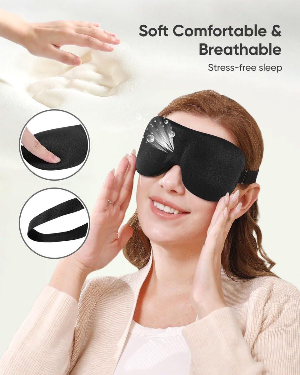 LKY DIGITAL Schlafmaske für Seitenschläfer 3er-Pack, 3D Augenmaske zum Schlafen, Schlafbrille für Männer Frauen - Grau, Blau & Schwarz