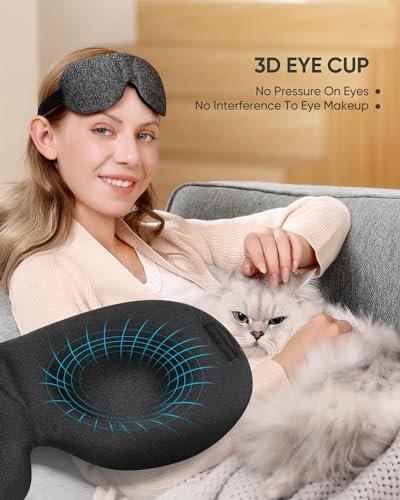 LKY DIGITAL Schlafmaske für Seitenschläfer 3er-Pack, Lichtdichte 3D Augenmaske zum Schlafen, Nacht-Erwachsenen-Brille für Männer Frauen Schwarz Blau Rot