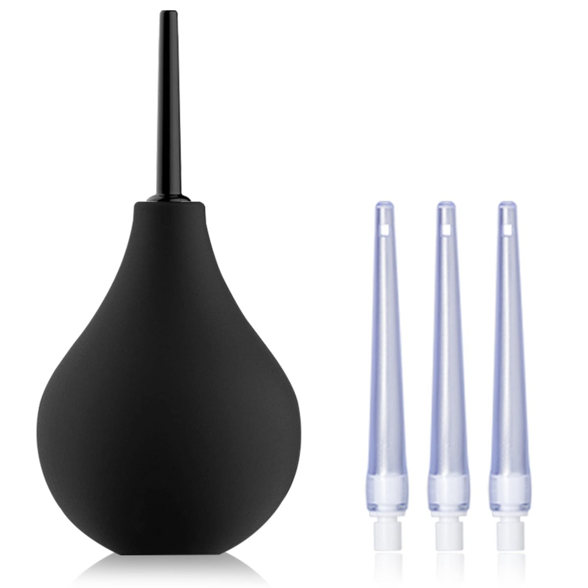 TopQuaFocus 8 Unzen Einlaufballon-Set – Anal- und Vaginaldusche mit Silikonballon und 4 auswechselbaren Aufsätzen, 224ml (5-teilig), Schwarz
