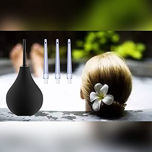 TopQuaFocus 8 Unzen Einlaufballon-Set – Anal- und Vaginaldusche mit Silikonballon und 4 auswechselbaren Aufsätzen, 224ml (5-teilig), Schwarz