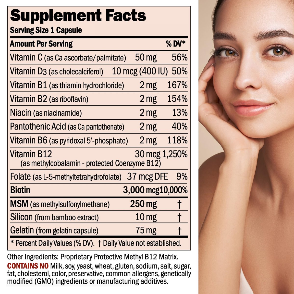 ANDREW LESSMAN Gesunde Haare, Haut und Nägel 60 Kapseln - 3000 mcg hochbioaktives Biotin, B-Komplex. Fördert schöne Haut, starke Nägel. Ohne Zusätze. Haarwachstums-Vitamine Biotin-Ergänzung