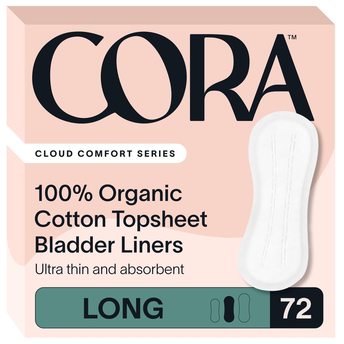 Cora 100% Bio-Baumwoll-Deckblatt Slipeinlagen (72 lange Slipeinlagen)