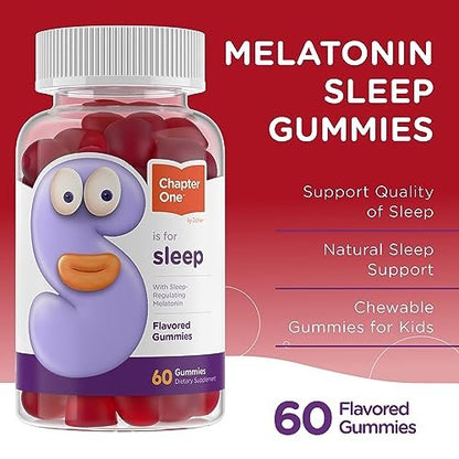 Zahler Chapter One Schlafgummis – 2,5 mg Melatonin Gummis für erholsamen Schlaf – Nahrungsergänzungsmittel für die Schlafenszeit von Kindern – Koscher, glutenfrei & laktosefrei – 60 Stück