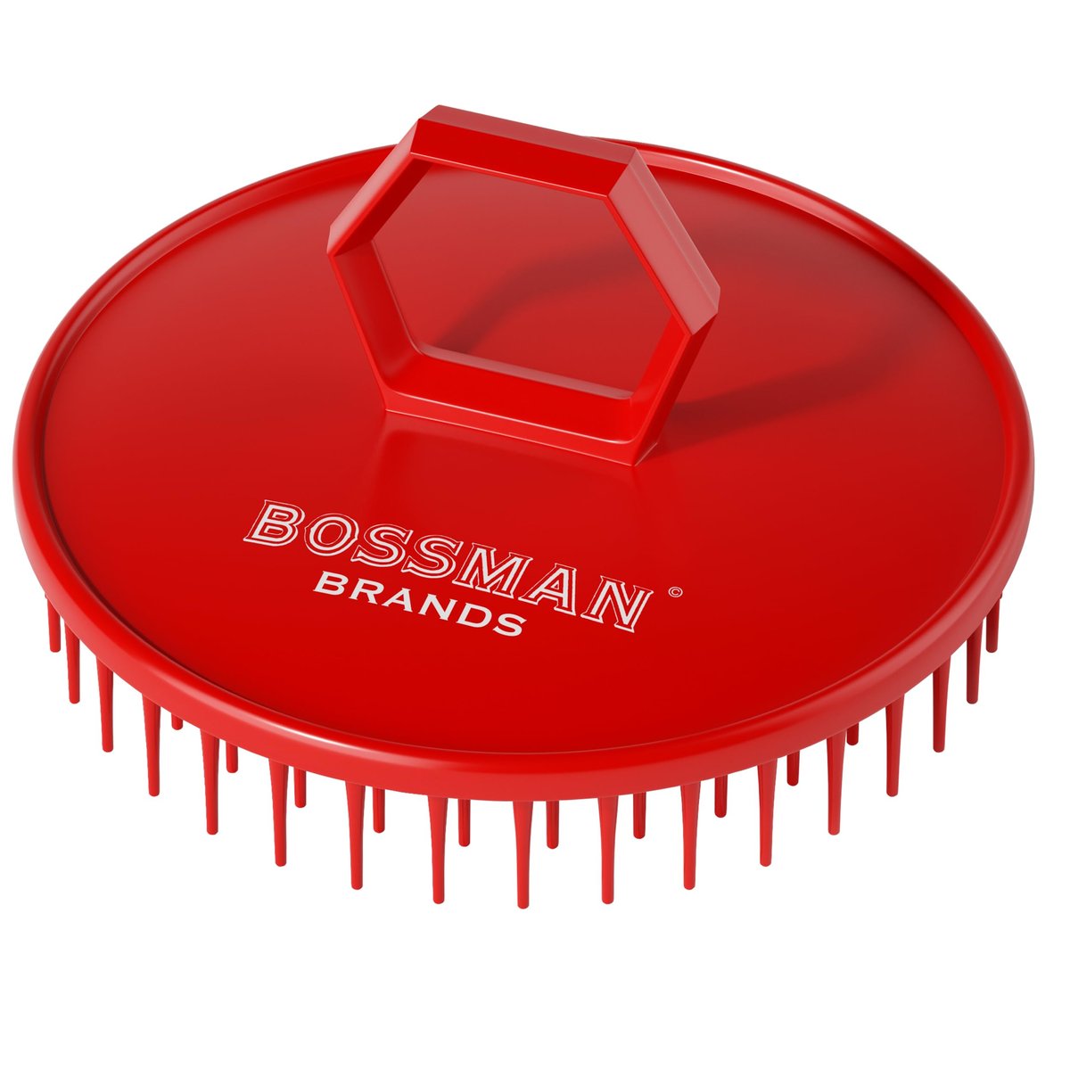 Bossman Kopfhautmassagegerät & Shampoo-Bürste (7,6 cm, Rot) – Kopfhautpeelingbürste – Kopfscrubber, Bartpeeling & Schuppenkontrolle für Haare und Bart mit festen Borsten