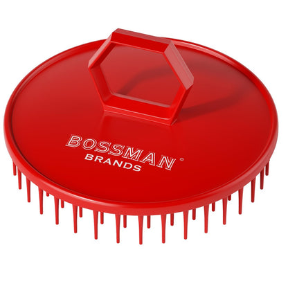 Bossman Kopfhautmassagegerät & Shampoo-Bürste (7,6 cm, Rot) – Kopfhautpeelingbürste – Kopfscrubber, Bartpeeling & Schuppenkontrolle für Haare und Bart mit festen Borsten