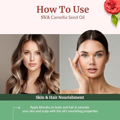SVA Bio Camelliaöl Organisch - 118 ml – 100% Naturreines Kaltgepresstes Bio-Camellienöl – Für Gesicht, Hautpflege, Haarpflege, Kopfhautmassage & Körpermassage – Trägeröl mit Pipette