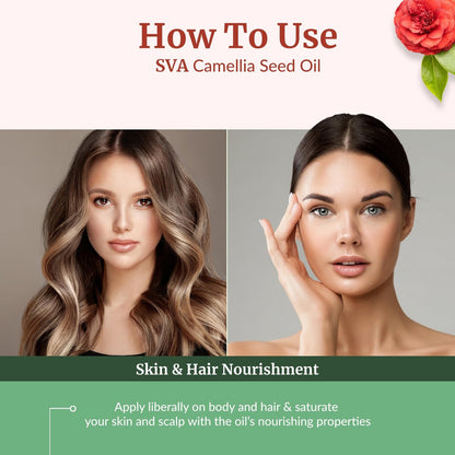 SVA Bio Camelliaöl Organisch - 118 ml – 100% Naturreines Kaltgepresstes Bio-Camellienöl – Für Gesicht, Hautpflege, Haarpflege, Kopfhautmassage & Körpermassage – Trägeröl mit Pipette