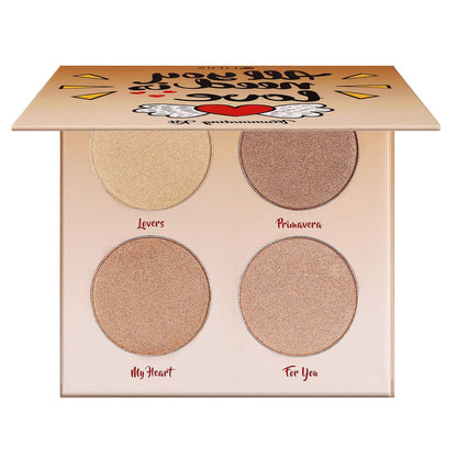 LIFUS Glow Kit 4-Farben Illuminator Love Light Highlighter & Bronzer Shimmer Face Matte Palette
