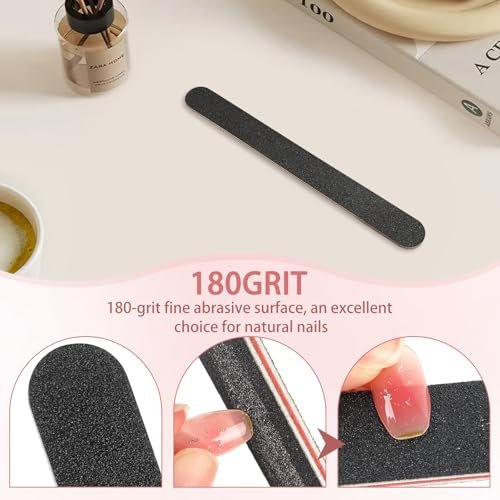 HeeYaa Nagelfeile 10 Stück Professionelle Doppelseitige 100/180 Grit Nagelfeilen Emery Board Schwarz Maniküre Pediküre Werkzeug und Nagelpufferfeilen