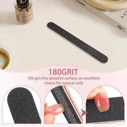 HeeYaa Nagelfeile 10 Stück Professionelle Doppelseitige 100/180 Grit Nagelfeilen Emery Board Schwarz Maniküre Pediküre Werkzeug und Nagelpufferfeilen