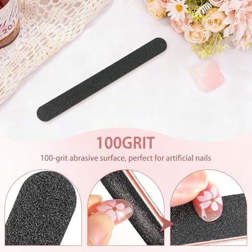 HeeYaa Nagelfeile 10 Stück Professionelle Doppelseitige 100/180 Grit Nagelfeilen Emery Board Schwarz Maniküre Pediküre Werkzeug und Nagelpufferfeilen