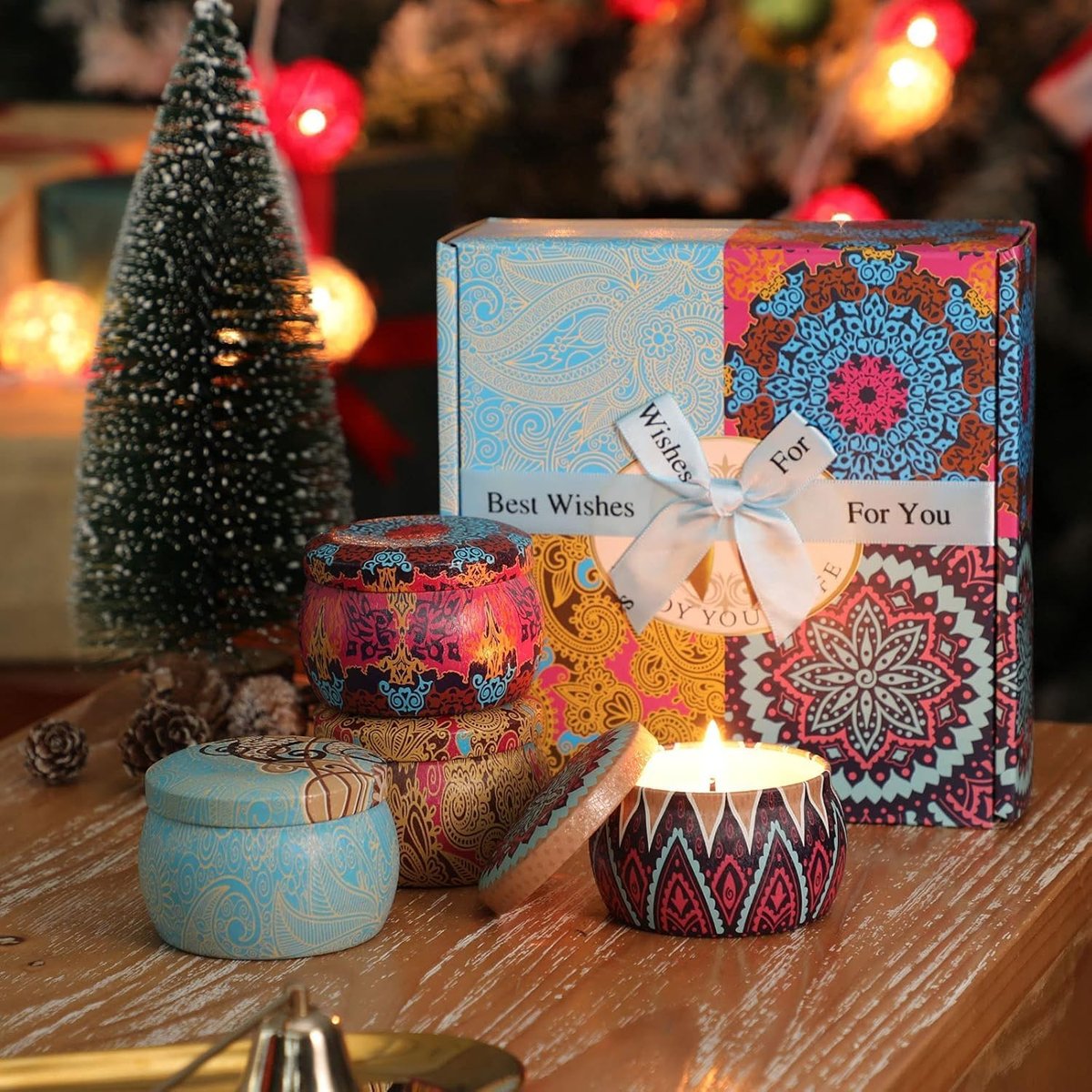 Kerzen Geschenkset für Frauen, 4er-Pack langanhaltende Lavendel-Duftkerzen aus Sojawachs, Aromatherapie-Kerzen für Entspannung zu Hause, ideales Geschenk zum Geburtstag, Erntedankfest, Muttertag, Valentinstag