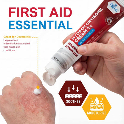 MED Pride Hydro Cortison Creme 1% OTC – 4er-Pack mit je 30 g – Anti-Juckreiz-Salbe gegen Ausschlag, Ekzeme, Insektenstiche