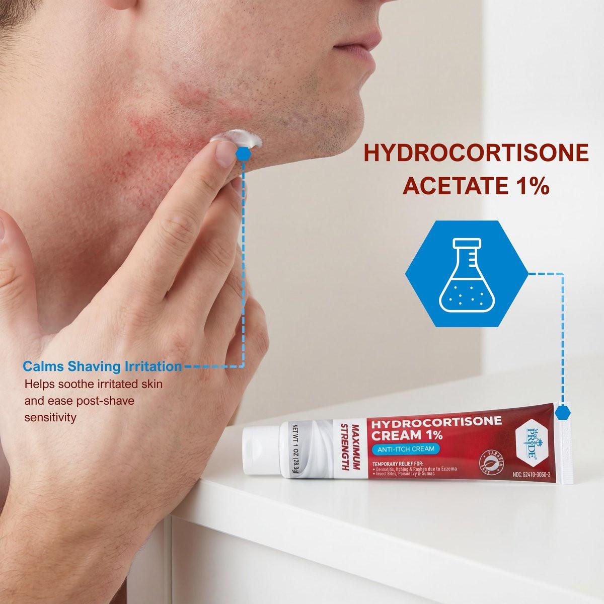 MED Pride Hydro Cortison Creme 1% OTC – 4er-Pack mit je 30 g – Anti-Juckreiz-Salbe gegen Ausschlag, Ekzeme, Insektenstiche