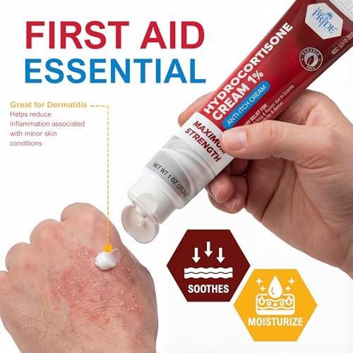 MED Pride Hydro Cortison Creme 1% OTC – 4er-Pack mit je 30 g – Anti-Juckreiz-Salbe gegen Ausschlag, Ekzeme, Insektenstiche