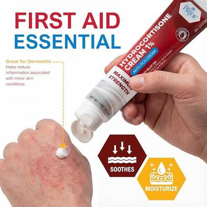 MED Pride Hydro Cortison Creme 1% OTC – 4er-Pack mit je 30 g – Anti-Juckreiz-Salbe gegen Ausschlag, Ekzeme, Insektenstiche