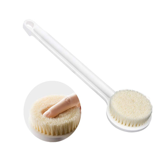Ithyes Körperbürste – Trockenbürste & Duschbürste mit langem Griff, sanfte Peeling-Bürste für Rücken, Verbesserung der Durchblutung, Behandlung von Cellulite, weiße Nylonbürste