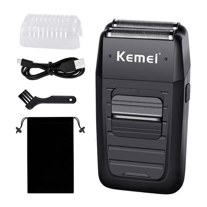 KEMEI Herren Rasierer Kabellos Elektrischer Rasierer Wiederaufladbar Präzision Bart Trimmer Sideburn Rasierer Zwillingsklinge Multifunktions Pflege Rasierer