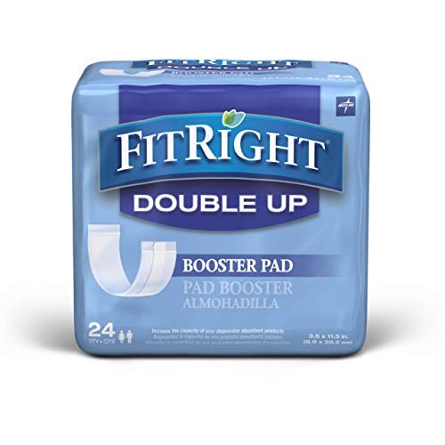 FitRight Double Up Booster Pad – Dünne Inkontinenz-Einlage, 3,5" x 11,5", einzeln verpackt (Beutel mit 24 Stück)