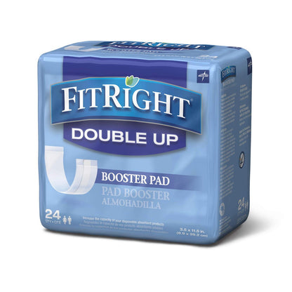 FitRight Double Up Booster Pad – Dünne Inkontinenz-Einlage, 3,5" x 11,5", einzeln verpackt (Beutel mit 24 Stück)