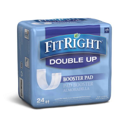 FitRight Double Up Booster Pad – Dünne Inkontinenz-Einlage, 3,5" x 11,5", einzeln verpackt (Beutel mit 24 Stück)