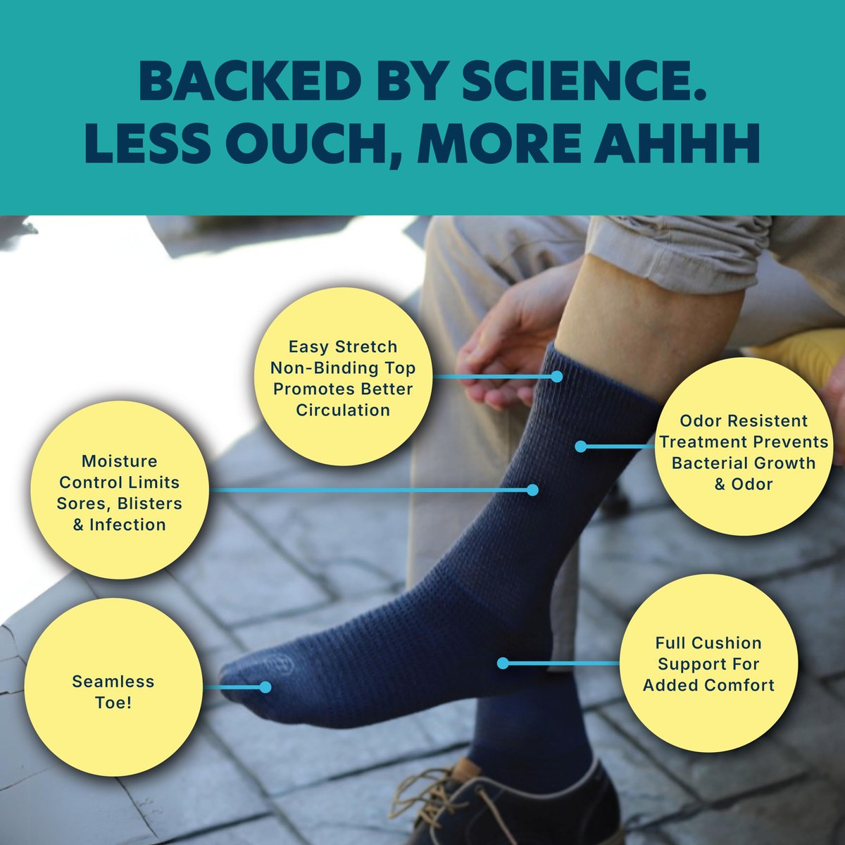 Doctor's Choice Diabetikersocken für Herren, Nahtlos mit Nicht-Bindendem Bund, Neuropathie-Socken, mit Weicher Dehnung und Vollpolsterung für eine Bequeme Passform, 10-13 Large, 4 Paar (Anthrazit)