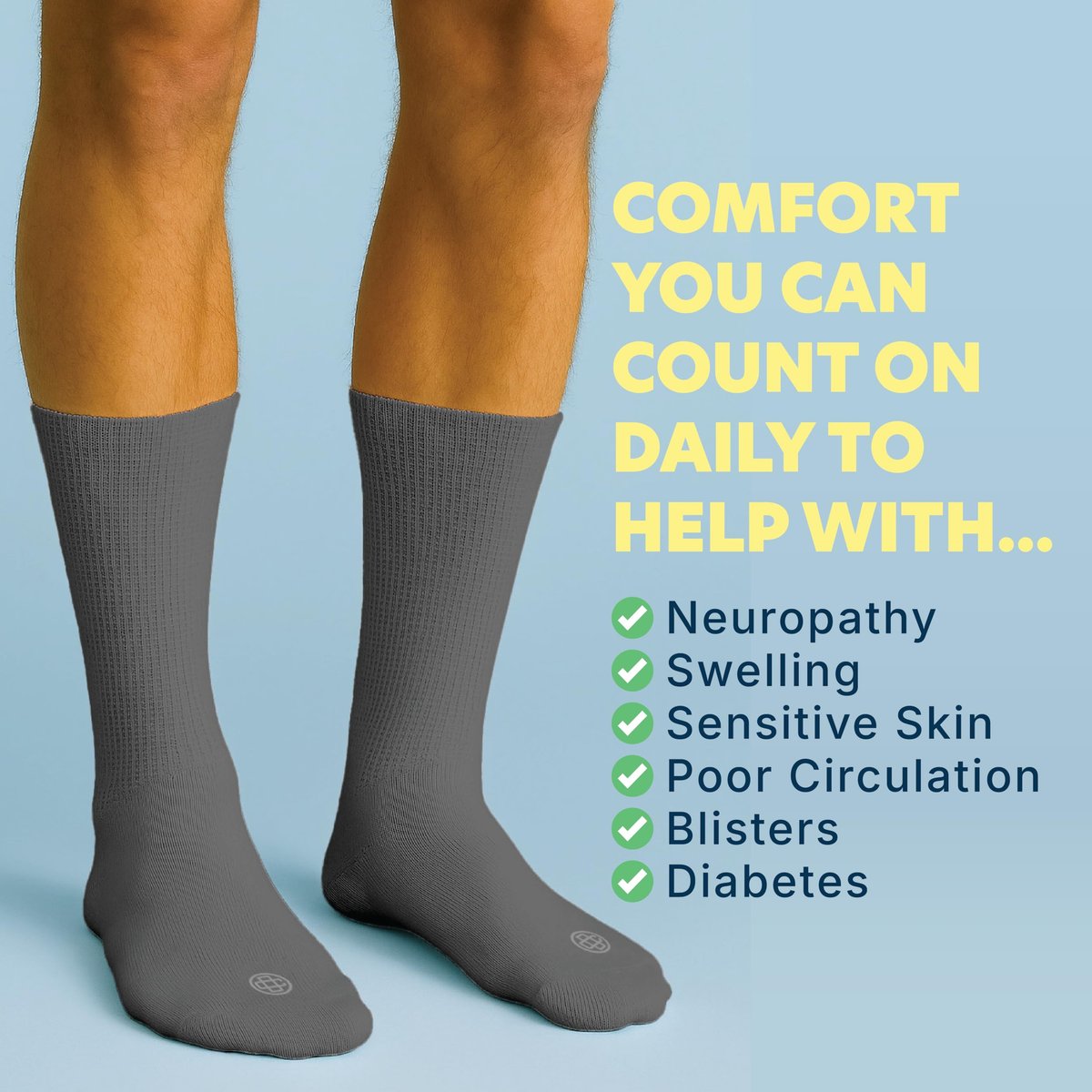 Doctor's Choice Diabetikersocken für Herren, Nahtlos mit Nicht-Bindendem Bund, Neuropathie-Socken, mit Weicher Dehnung und Vollpolsterung für eine Bequeme Passform, 10-13 Large, 4 Paar (Anthrazit)