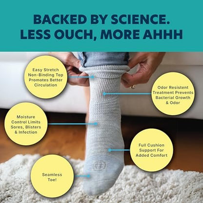 Doctor's Choice Diabetikersocken für Herren, Nahtlose Knöchelsocken mit nicht einschnürendem Bund, Extra Komfort bei Gicht, 4 Paar, Weiß, Large, Größe 10-13