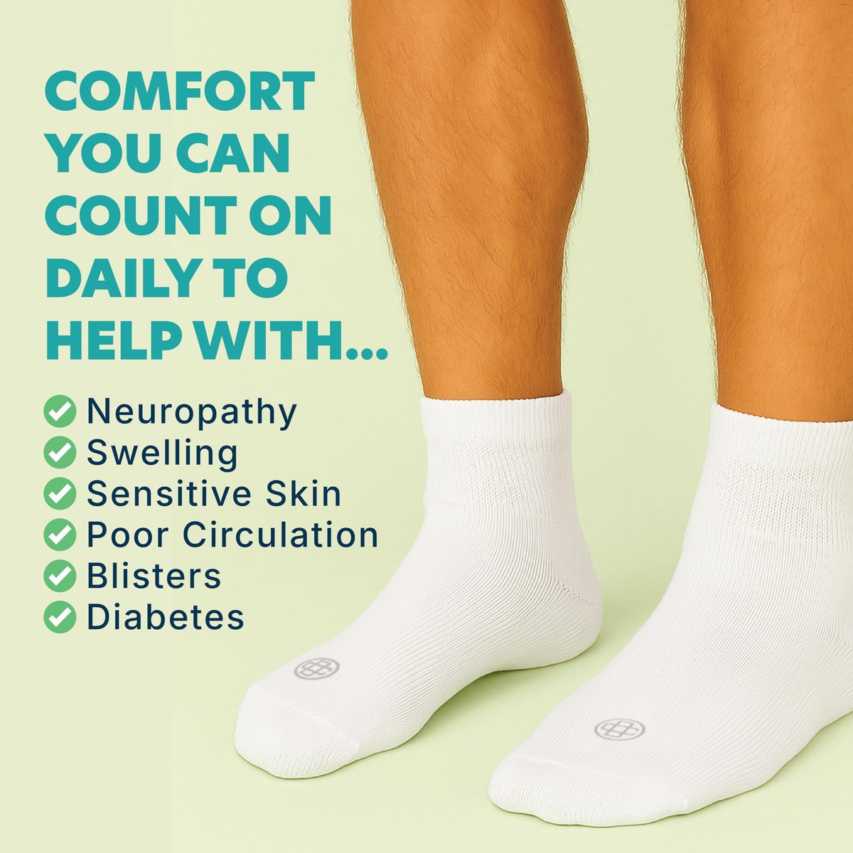 Doctor's Choice Diabetikersocken für Herren, Nahtlose Knöchelsocken mit nicht einschnürendem Bund, Extra Komfort bei Gicht, 4 Paar, Weiß, Large, Größe 10-13